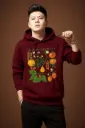 Botanical Retro Art Hoodie (Maroon Edition)