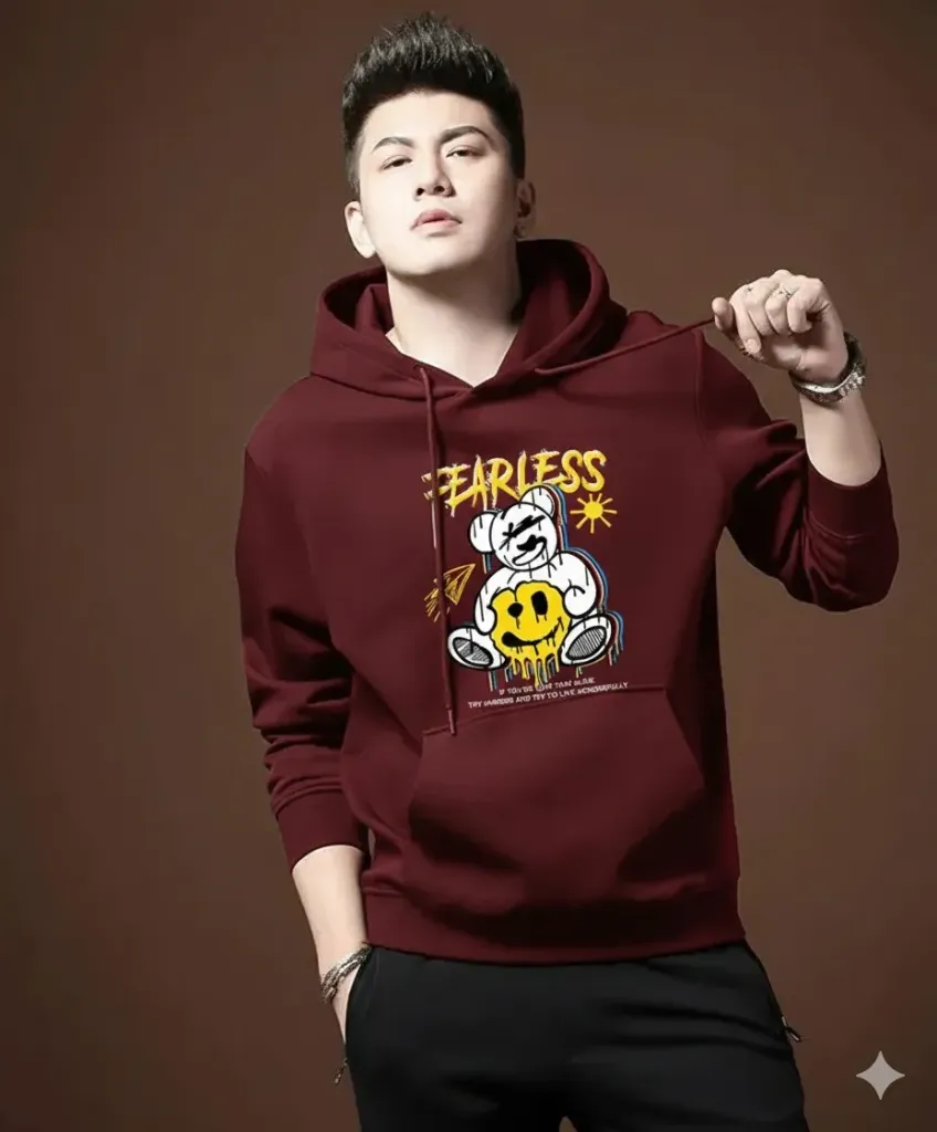 Fearless Retro Art Hoodie (Maroon Edition) (S)